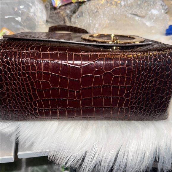 TRADEMARK Harriet Leather Satchel Croc Embossed Detachable Strap New w/ Defects - Picture 12 of 13